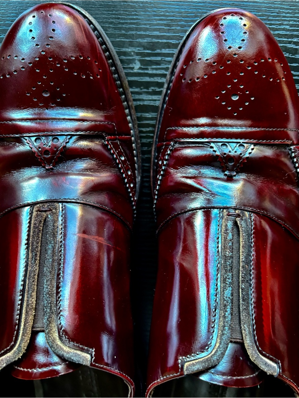 Giorgio Armani Men's Slip-On Loafers in Deep Burgundy Patent